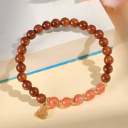 Buddha Stones Green Phantom Citrine Rutilated Quartz Super Seven Crystal Confidence Bracelet Bracelet BS South Red Agate Kuka Seed(Wrist Circumference: 14-16cm)