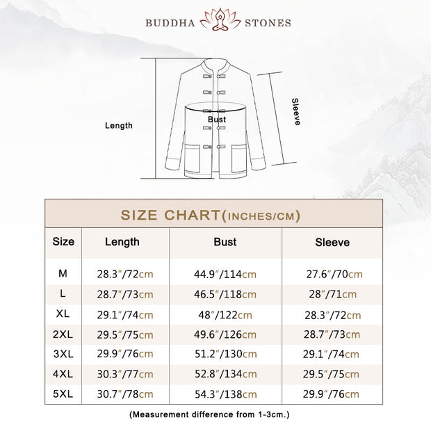 Buddha Stones Frog-Button Chinese Tang Suit Stand Collar Long Shirt Corduroy Men Cotton Jacket Clothing