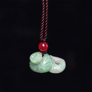 Buddha Stones Chinese Zodiac Year of the Snake Natural Jade Luck Necklace Pendant