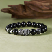 Buddha Stones Black Obsidian Black Rutilated Quartz 925 Sterling Silver Year Of The Snake Purification Bracelet Bracelet BS Black Obsidian Black Rutilated Quartz 925 Sterling Silver(Wrist Circumference: 18-20cm)