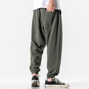 Buddha Stones Solid Color Drawstring Cotton Men's Pants With Pockets Men's Pants BS 2