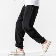 Buddha Stones Solid Color Drawstring Cotton Men's Pants With Pockets