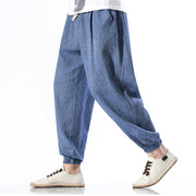 Buddha Stones Casual Solid Color Drawstring Linen Men's Pants With Pockets Men's Pants BS RoyalBlue US/UK/AU46，EU56 (5XL)