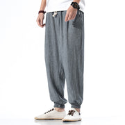 Buddha Stones Casual Solid Color Drawstring Linen Men's Pants With Pockets Men's Pants BS LightSlateGray US/UK/AU46，EU56 (5XL)