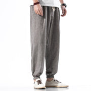 Buddha Stones Casual Solid Color Drawstring Linen Men's Pants With Pockets Men's Pants BS 31