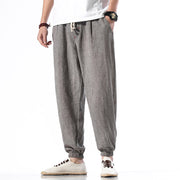 Buddha Stones Casual Solid Color Drawstring Linen Men's Pants With Pockets Men's Pants BS 28