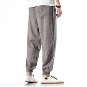 Buddha Stones Casual Solid Color Drawstring Linen Men's Pants With Pockets Men's Pants BS 32