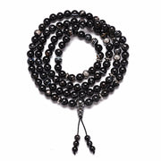 Buddha Stones 108 Mala Beads Natural Stone Black Onyx Protection Bracelet