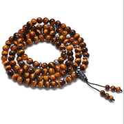 Buddha Stones 108 Mala Beads Natural Stone Tiger Eye Multi-turn Protection Bracelet