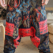 Buddha Stones Colorful Camel Figure Pattern Cotton Men's Harem Pants With Pockets Men's Harem Pants BS 9