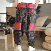 Buddha Stones Colorful Camel Figure Pattern Cotton Men's Harem Pants With Pockets Men's Harem Pants BS 5