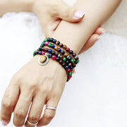 Buddha Stones 108 Mala Beads Natural Colorful Tiger Eye Stone Multi-turn Protection Bracelet