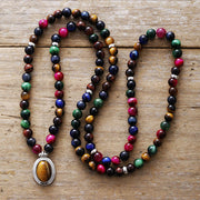 Buddha Stones 108 Mala Beads Natural Colorful Tiger Eye Stone Multi-turn Protection Bracelet