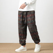 Buddha Stones Ethnic Jacquard Knitting Drawstring Men's Pants With Pockets Men's Pants BS 18