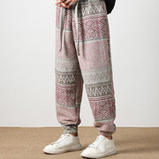 Buddha Stones Ethnic Jacquard Knitting Drawstring Men's Pants With Pockets Men's Pants BS 2