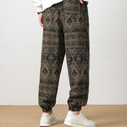 Buddha Stones Ethnic Jacquard Knitting Drawstring Men's Pants With Pockets Men's Pants BS 12