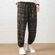 Buddha Stones Ethnic Jacquard Knitting Drawstring Men's Pants With Pockets Men's Pants BS 10