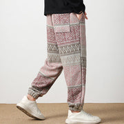 Buddha Stones Ethnic Jacquard Knitting Drawstring Men's Pants With Pockets Men's Pants BS 4