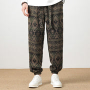 Buddha Stones Ethnic Jacquard Knitting Drawstring Men's Pants With Pockets Men's Pants BS 7