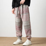 Buddha Stones Ethnic Jacquard Knitting Drawstring Men's Pants With Pockets Men's Pants BS 1