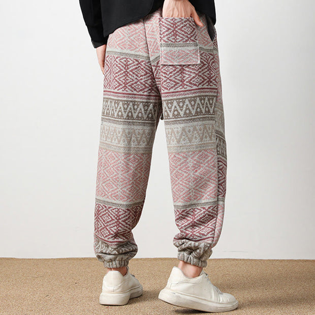 Buddha Stones Ethnic Jacquard Knitting Drawstring Men's Pants With Pockets Men's Pants BS 5