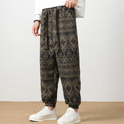 Buddha Stones Ethnic Jacquard Knitting Drawstring Men's Pants With Pockets Men's Pants BS 9