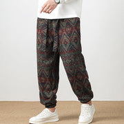 Buddha Stones Ethnic Jacquard Knitting Drawstring Men's Pants With Pockets Men's Pants BS 21