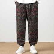 Buddha Stones Ethnic Jacquard Knitting Drawstring Men's Pants With Pockets Men's Pants BS 19