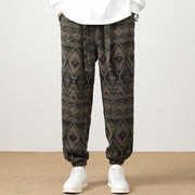 Buddha Stones Ethnic Jacquard Knitting Drawstring Men's Pants With Pockets Men's Pants BS 8