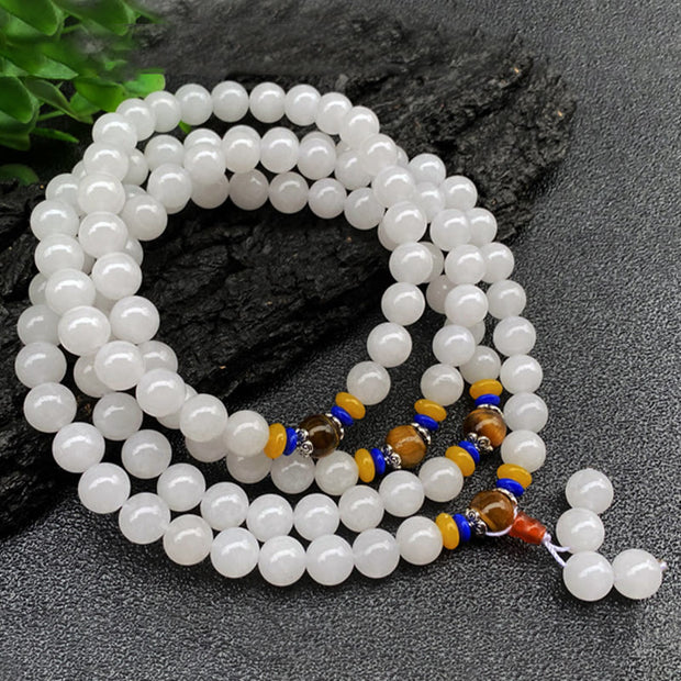 Buddha Stones 108 Mala Beads Natural Golden Silk Jade Wealth Luck Bracelet