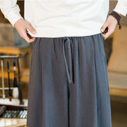 Buddha Stones Solid Color Cotton Linen Drawstring Men's Harem Pants With Pockets Men's Harem Pants BS 37