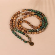 Buddha Stones 108 Mala Beads Natural Stone Picture Jasper Turquoise Lotus Positive Bracelet