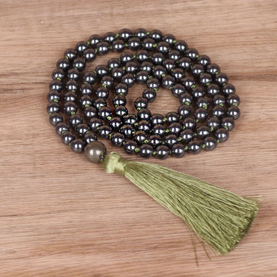 Buddha Stones 108 Mala Beads Natural Stone Hematite Tassel Powerful Bracelet