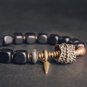 Buddha Stones Ebony Wood Copper Red Agate Peace Bracelet