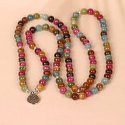 Buddha Stones 108 Mala Beads Multi-layer Natural Tourmaline Lotus Wisdom Bracelet