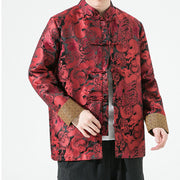 Buddha Stones Chinese Dragon Frog-button Tang Suit Cotton Men's Jacket Shirt