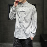 Buddha Stones Casual Dragon Pattern Frog-button Tang Suit Linen Men's Jacket Shirt Men's Jacket Shirt BS 27