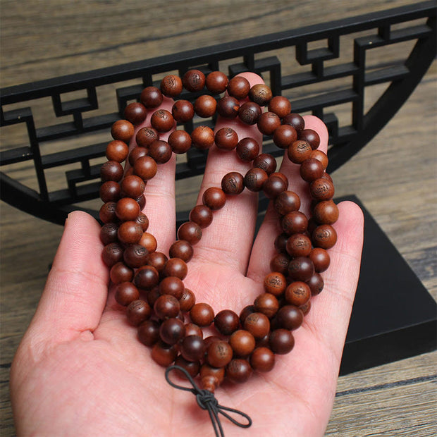 Buddha Stones 108 Mala Beads Lightning Struck Jujube Wood The Golden Light Mantra Protection Bracelet