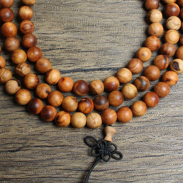 Buddha Stones 108 Mala Beads Lightning Strike Peach Wood Hand Polishing Protection Bracelet