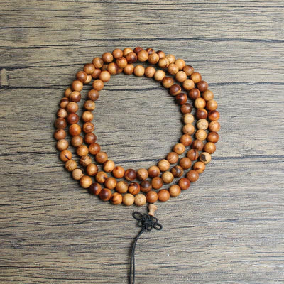 Buddha Stones 108 Mala Beads Lightning Strike Peach Wood Hand Polishing Protection Bracelet