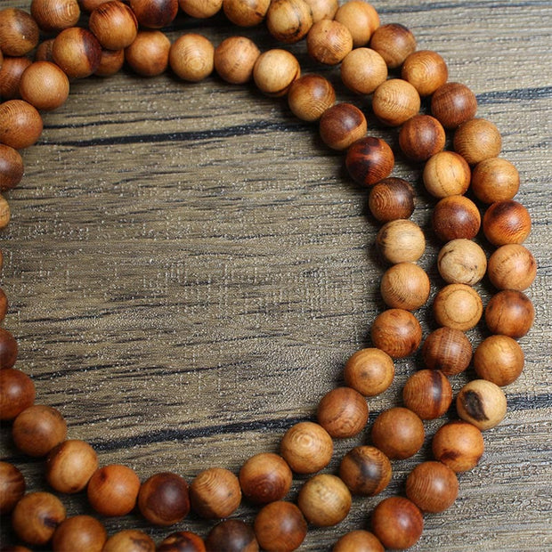 Buddha Stones 108 Mala Beads Lightning Strike Peach Wood Hand Polishing Protection Bracelet