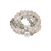 Buddha Stones 108 Mala Beads Natural Tianshan Jade Lotus Luck Bracelet