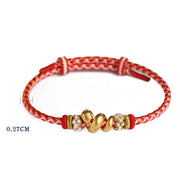 Buddha Stones 999 Sterling Silver Gradient Red String Year Of The Snake Luck Braided Bracelet Bracelet BS 4