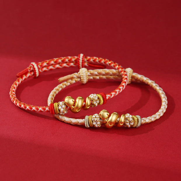 Buddha Stones 999 Sterling Silver Gradient Red String Year Of The Snake Luck Braided Bracelet Bracelet BS 15