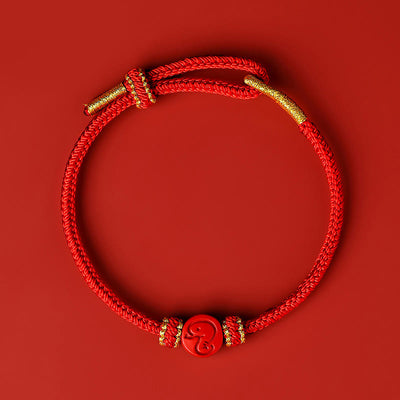 Buddha Stones Chinese Zodiac Red String Eight Thread Peace Knot Cinnabar Protection Luck Bracelet