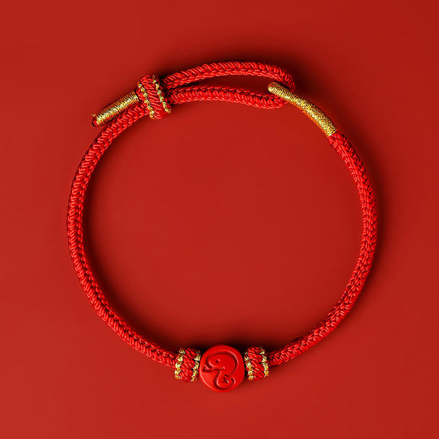 Buddha Stones Chinese Zodiac Red String Eight Thread Peace Knot Cinnabar Protection Luck Bracelet Bracelet BS Snake Red Rope(Wrist Circumference: 14-19cm)