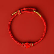 Buddha Stones Chinese Zodiac Red String Eight Thread Peace Knot Cinnabar Protection Luck Bracelet Bracelet BS Ox Red Rope(Wrist Circumference: 14-19cm)