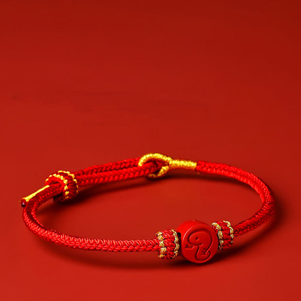 Buddha Stones Chinese Zodiac Red String Eight Thread Peace Knot Cinnabar Protection Luck Bracelet Bracelet BS 11