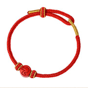 Buddha Stones Chinese Zodiac Red String Eight Thread Peace Knot Cinnabar Protection Luck Bracelet Bracelet BS 1