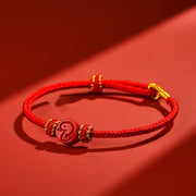 Buddha Stones Chinese Zodiac Red String Eight Thread Peace Knot Cinnabar Protection Luck Bracelet Bracelet BS 3